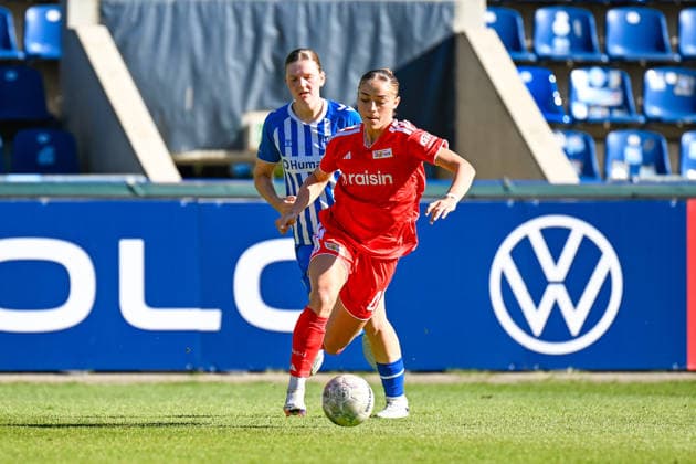 Soccer I Women s I 2026–2027 Season I DFB Cup I 1 FC Magdeburg vs. 1 FC Union Berlin I September 27, 2026 Antonia Schulz 19, 1 FC Magdeburg, Lia Kamber (41), 1 FC Union Berlin, Magdeburg, Avnet Arena, Heinz Krügel Platz 1, Saxony-Anhalt, Germany Copyright: xLobeca InesxHähnelx