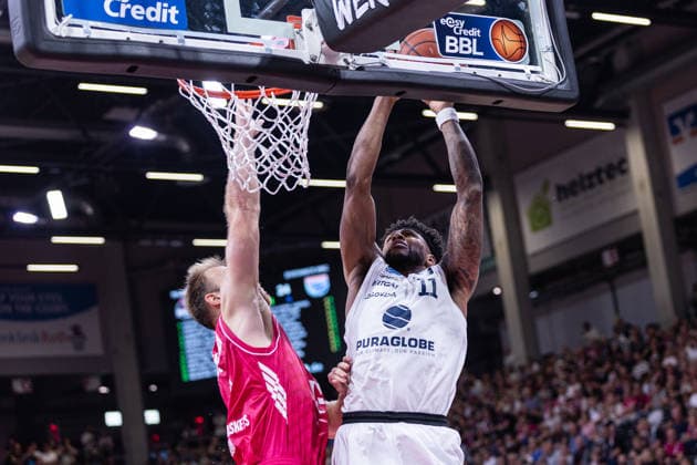 easyCredit Basketball Bundesliga, Telekom Baskets Bonn vs. Syntainics MBC, September 27, 2026 Anthony Gaines (SYNTAINICS MBC) 11 vs. Melvin Jostmann (Telekom Baskets Bonn) 12 easyCredit Basketball Bundesliga, Telekom Baskets Bonn vs. Syntainics MBC, September 27, 2026, Telekom Dome Bonn Copyright: xBEAUTIFULxSPORTS Derixx