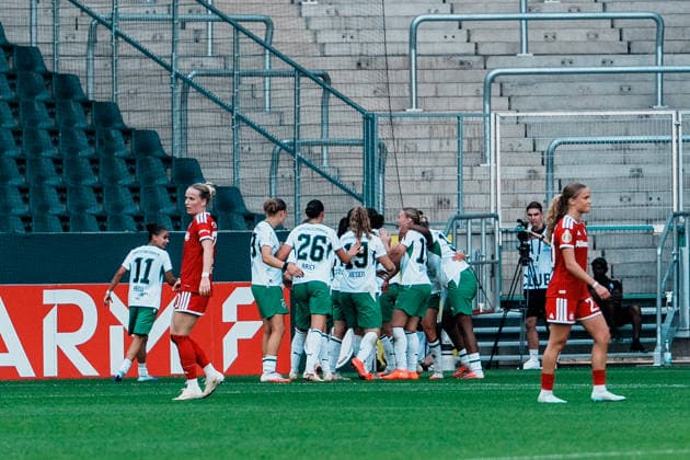 Germany, Soccer: 2026–2027 DFB Women s Cup, First Round: Borussia Mönchengladbach vs. FC Bayern Munich at Borussia Park—cheering, goal, joy, celebration, fun, emotions—Luca Graf, Borussia Mönchengladbach, 13 Copyright: xThiemoxRudolphx