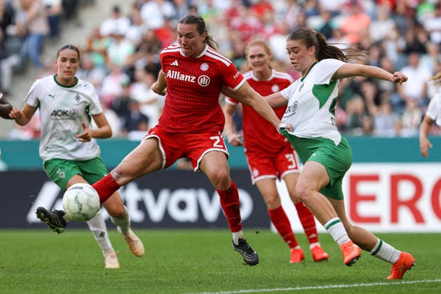 Vanessa Gilles of FC Bayern Munich scores the goal to make it 1–2 during the DFB Women s Cup match between Borussia Mönchengladbach and FC Bayern Munich at ista Borussia Park on September 27, 2026, in Mönchengladbach, Germany. Photo by Oliver Kaelke, DeFodi Images. Vanessa Gilles of FC Bayern Munich scores her team’s second goal during the DFB Women’s Cup match between Borussia Mönchengladbach and FC Bayern Munich at ista Borussia Park on September 27, 2026 in Mönchengladbach, Germany. Photo by Oliver Kaelke, DeFodi Images. DFB and DFL regulations prohibit any use of photographs as image sequences and or quasi-video. Photo by Oliver Kaelke, DeFodi Images.