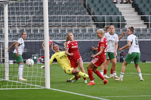 Vanessa Gilles of FC Bayern (not pictured) scores the goal on September 27, 2026, in the 2026–2027 DFB Women s Cup, Round 1, Borussia Mönchengladbach vs. FC Bayern Munich. DFB regulations prohibit any use of photographs as image sequences and or quasi-video. Mönchengladbach, Ista, Borussia Park, North Rhine-Westphalia, Germany Team2