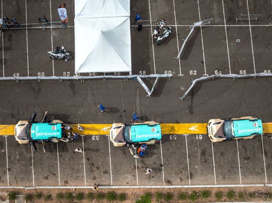 W2RC - RALLYE DU MAROC 2026 500 PETERHANSEL Stà phane (fra), METGE Michaël (fra), Defender Dakar D7X-R, Defender Rally, FIA W2RC, STK STK, 502 BACIUSKA Rokas (ltu), VIDAL Oriol (esp), Defender Dakar D7X-R, Defender Rally, FIA W2RC, STK STK, 504 PRICE Sara (usa), BERRIMAN Sean (usa), Defender Dakar D7X-R, Defender Rally, FIA W2RC, STK STK, Bivouac Agadir ambiance, during the Scrutineering of the Rallye du Maroc 2026, 4th round of the 2026 WR2C Championship from September 26 to 27, 2026 in Agadir, Morocco - AgadirMorocco Copyright: xFREDERICxLExFLOCxHx