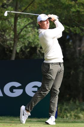 RECORD DATE NOT STATED 20th September 2026; Wentworth Golf Club, Virginia Water, Surrey, England; DP World Tour Golf, BMW PGA, Golf Herren Championship, Final Day; Rory McIlroy of Northern Ireland watches his tee shot on the 5th hole JeremyxGowers-Cromie