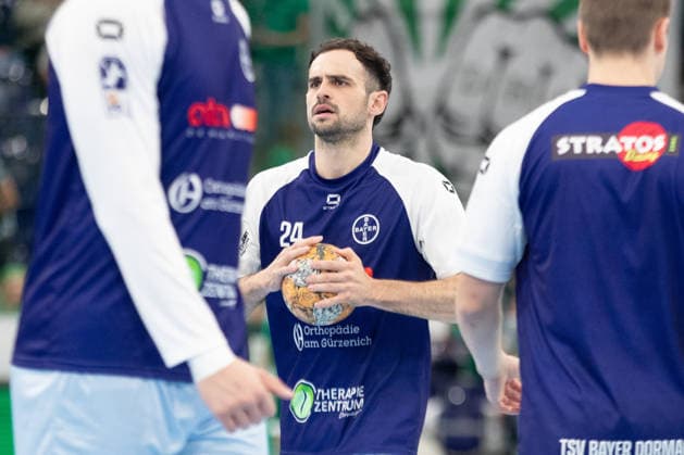 Handball, HBL2: SC DHfK Leipzig vs. TSV Bayer Dormagen, September 27, 2026; Peter Strosack 24, Bayer Dormagen; Handball, 2nd Bundesliga, 2026–2027 season, Matchday 5: SC DHfK Leipzig vs. TSV Bayer Dormagen on September 27, 2026, at the Quarterback Immobilien Arena in Leipzig Copyright: xBEAUTIFULxSPORTS JanxKaeferx