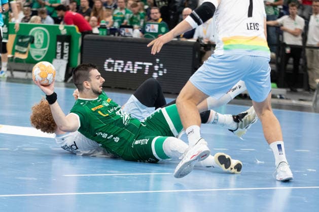 Handball, HBL2: SC DHfK Leipzig vs. TSV Bayer Dormagen, September 27, 2026; Luka Rogan 33; SC DHfK Leipzig defeated Handball, 2nd Bundesliga, 2026–2027 season, Matchday 5: SC DHfK Leipzig vs. TSV Bayer Dormagen on September 27, 2026, at the Quarterback Immobilien Arena Leipzig Copyright: xBEAUTIFULxSPORTS JanxKaeferx