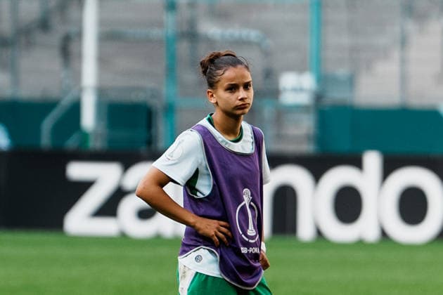 Germany, Soccer, 2026–2027 DFB Women s Cup, 1st Round: Borussia Mönchengladbach vs. FC Bayern Munich, at Borussia Park, Alina Abdii (Borussia Mönchengladbach), 11 emotions, facial expressions, sad, defeat, frustration, grief Copyright: xThiemoxRudolphx