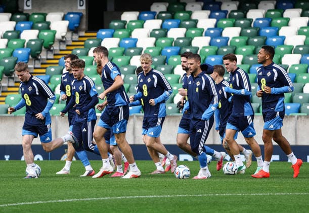 Northern Ireland Squad Training, Clearer Twist National Stadium at Windsor Park, Belfast 27 9 2026 A general view of training A general view of training 27 9 2026  Copyright: xx N Ireland training_046