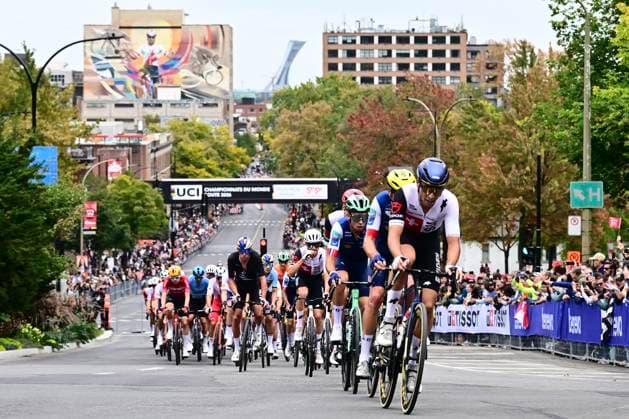 UCI 2026 Road World Championship, WM, Weltmeisterschaft Montreal 27 09 2026 MONTREAL, CANADA - SEPTEMBER 27 : illustration picture peloton during the Men Elite cycling road race of the 2026 UCI Road World Championships 93th edition an UCI World Championships cycling race of 273.4 km with start in Montreal and finish in Montreal on September 27, 2026 in Montreal, Canada, 27 09 2026 Montreal Canada  Copyright: xPeterxDexVoechtx