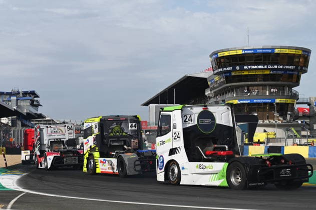 FFSA 24 HEURES CAMIONS 2026 44 ANDRE Jonathan (fra), Team Lion Truck Racing, MAN, 24 MONTAGNE Yorick (fra), Team Aravi Racing, Renault, action, during the 5th round of the Championnat de France FFSA Camions 2026, 24 Heures Camions, from September 26 to 27, 2026 on the Bugatti Circuit, in Le Mans, France - Le MansFrance Copyright: xRAINIERxEHRHARDTx