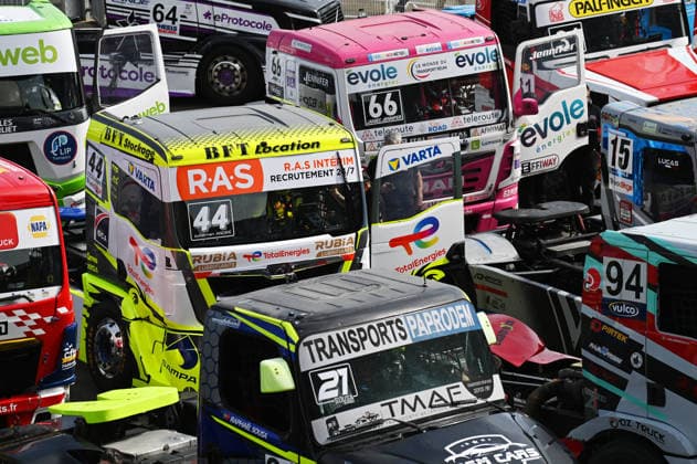 FFSA 24 HEURES CAMIONS 2026 The trucks of 44 ANDRE Jonathan (fra), Team Lion Truck Racing, MAN, 21 SOUSA Raphaël (fra), Team Viry Truck Racing, Freightliner, 66 JANIEC Jennifer (fra), Team Janiec Racing Team, MAN, during the 5th round of the Championnat de France FFSA Camions 2026, 24 Heures Camions, from September 26 to 27, 2026 on the Bugatti Circuit, in Le Mans, France - Le MansFrance Copyright: xRAINIERxEHRHARDTx