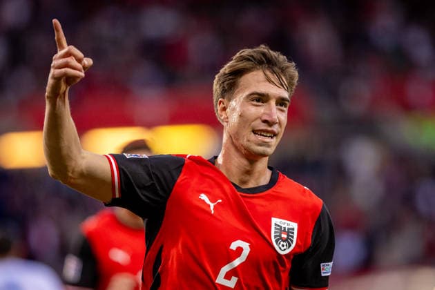 AUSTRIA - KOSOVO David Affengruber of Austria and Fulham celebrates a goal during UEFA Nations League - League B - Group B3 - Matchday 2 - football match between Austria and Kosovo. Ernst Happel Stadion, Vienna, Austria, September 27, 2026. Photo by Branislav Racko Copyright: xx 080A2950