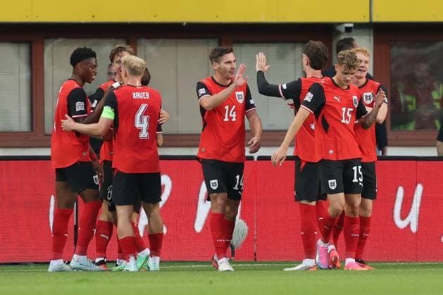 27.09.2026 - SOCCER - 2026 27 UEFA NATIONS LEAGUE, League B - Group B3, Round 2, Austria vs Kosovo David Affengruber (Austria) celebrates his team s first goal Vienna Ernst-Happel-Stadion Vienna Austria Copyright: xYigitxOermexYigitxOermex