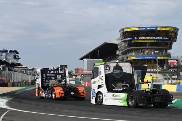 FFSA 24 HEURES CAMIONS 2026 10 HERGOTT Aurà lien (fra), Team Camions de Course Francilien, DAF, 40 MONTAGNE Lionel (fra), Team Aravi Racing, Renault, action, during the 5th round of the Championnat de France FFSA Camions 2026, 24 Heures Camions, from September 26 to 27, 2026 on the Bugatti Circuit, in Le Mans, France - Le MansFrance Copyright: xRAINIERxEHRHARDTx