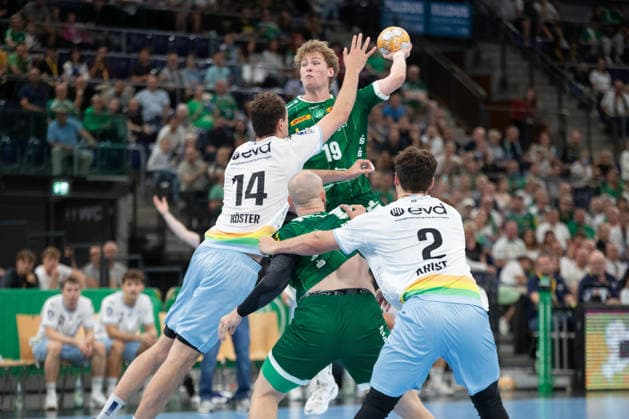 Handball, HBL2: SC DHfK Leipzig vs. TSV Bayer Dormagen, September 27, 2026; Finn Schroven 19; SC DHfK Leipzig comes out on top. Handball, 2nd Bundesliga, 2026–2027 season, Matchday 5: SC DHfK Leipzig vs. TSV Bayer Dormagen on September 27, 2026, at the Quarterback Immobilien Arena Leipzig Copyright: xBEAUTIFULxSPORTS JanxKaeferx