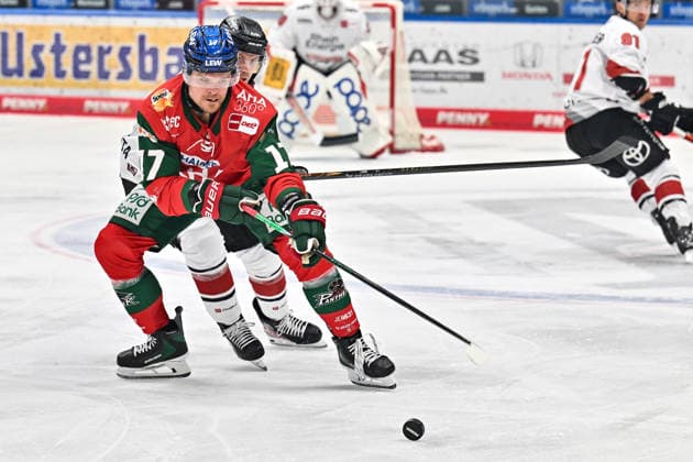 Penny DEL: Augsburger Panther vs. Kölner Haie, September 27, 2026, AUGSBURG, GERMANY, September 27: Sean MALONE of the Augsburger Panther (No. 17) and Markus LJUNGH of the Kölner Haie (No. 61) face off during the Penny DEL match between the Augsburger Panther and the Kölner Haie on Matchday 4 at Curt Frenzel Stadium Copyright: xBEAUTIFULxSPORTS Goldbergx