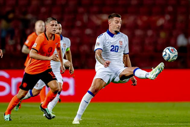 BELGRADE: Serbia midfielder Sergej Milinkovic-Savic during the UEFA Nations League match between Serbia and the Netherlands at Rajko Mitic Stadium on September 27, 2026, in Belgrade, Serbia. Photo by DeFodi Images