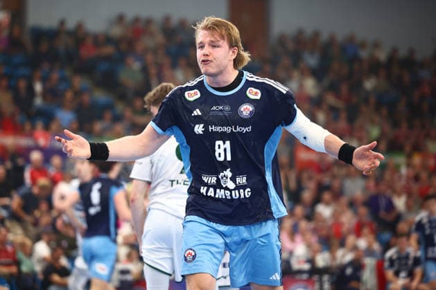 Handball Bundesliga HBL 2026 2027 - 27.09.2026 - Handball Club Hamburg HCH vs HSG Wetzlar . Martin Hovde ( HC Hamburg ) enttäuscht enttaeuscht , niedergeschlagen , unzufrieden .