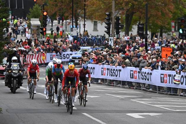 UCI 2026 Road World Championship, WM, Weltmeisterschaft Montreal 27 09 2026 MONTREAL, CANADA - SEPTEMBER 27 : Leknessund Andreas (NOR), Girmay Biniam (ERI) during the Men Elite cycling road race of the 2026 UCI Road World Championships 93th edition an UCI World Championships cycling race of 273.4 km with start in Montreal and finish in Montreal on September 27, 2026 in Montreal, Canada, 27 09 2026 Montreal Canada  Copyright: xZacxWilliamsx