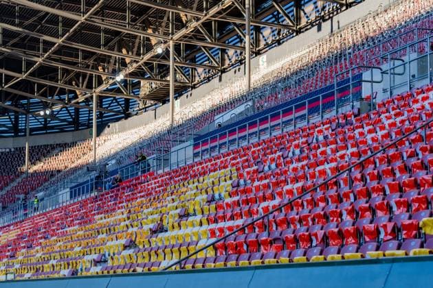 Nations League, Group A, Matchday 2, Germany vs. Greece on September 27, 2026, at the WWK Arena in Augsburg; corner flag, DFB logo, crest, stadium corner, spectators, choreographed display, choreography, fans, spectators, stands Copyright: xBahhoxKarax