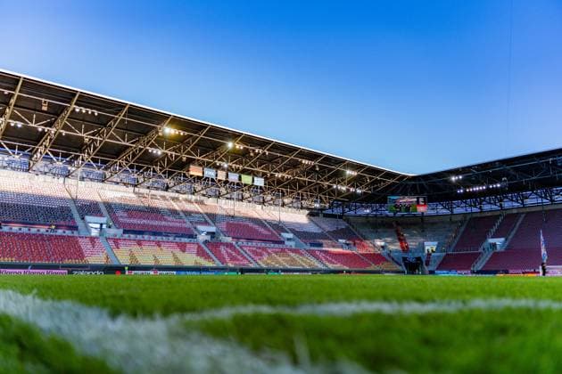 Nations League, Group A, Matchday 2, Germany vs. Greece on September 27, 2026, at the WWK Arena in Augsburg; corner flag, DFB logo, crest, stadium corner, spectators, choreography, fans, spectators, stands Copyright: xBahhoxKarax