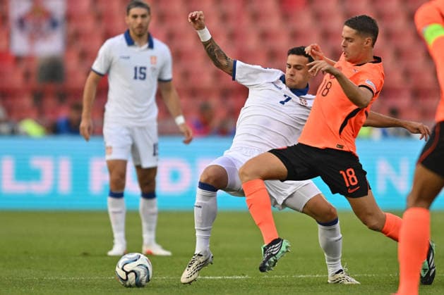 SERBIA vs NETHERLANDS ALEKSANDAR STANKOVIC vs JOEY VEERMAN football Serbia vs Netherlands UEFA Nations league match at Rajko Mitic stadium , Belgrade 27.09.2026 Foto: FOOTBALL, SerbiaA, NETHERLANDS, UEFA NATIONS LEAGUE Beograd Rajko Mitic stadium Serbia Copyright: xMarkoxMetlas xMNxPressx
