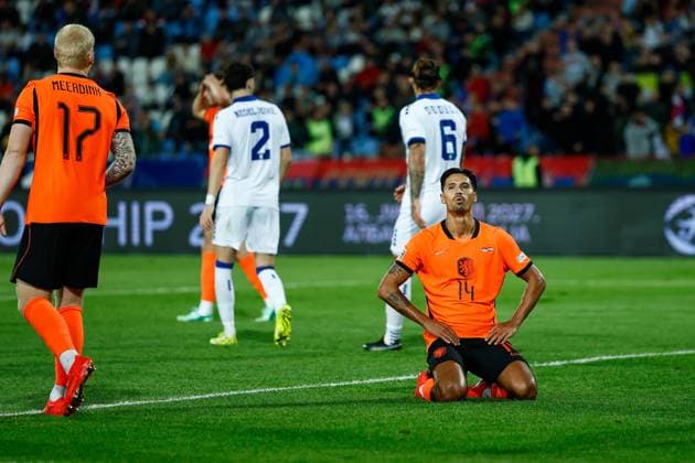 BELGRADE , 27-09-2026 , Rajko Mitic stadium , season 2026 2027 , UEFA Nations League football , Match between Serbia and The Netherlands , picture shows disappointed player Netherlands player Tijjani Reijnders after goal attempt Serbia - Netherlands  x207661927x Copyright: