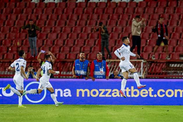 BELGRADE - Luka Jovic of Serbia celebrates his team s first goal during the UEFA Nations League match between Serbia and the Netherlands at the Rajko Mitic Stadium on September 27, 2026, in Belgrade, Serbia. MARCEL TER BALS ANP UEFA Nations League 2026 27 xVIxANPxSportx xMarcelxterxBalsxIVx 570427548 originalFilename: 570427548.jpg