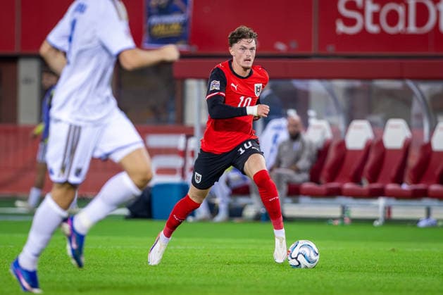 AUSTRIA - KOSOVO Paul Wanner of Austria and PSV Endhoven during UEFA Nations League - League B - Group B3 - Matchday 2 - football match between Austria and Kosovo. Ernst Happel Stadion, Vienna, Austria, September 27, 2026. Photo by Branislav Racko Copyright: xx 080A3328