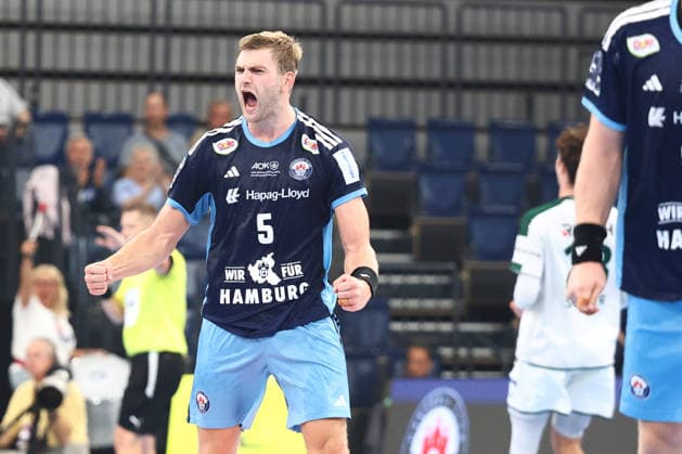 Handball Bundesliga HBL 2026 2027 - 27.09.2026 - Handball Club Hamburg HCH vs HSG Wetzlar . Oliver Norlyk ( HC Hamburg ) jubelt . Jubel .