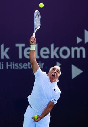 Ankara Open WTA, Tennis Damen 125 Tennis Tournament ANKARA, TURKIYE - SEPTEMBER 27: Former professional tennis player Mansour Bahrami, also known as the King of Trick Shots, takes part in an exhibition match during the Turk Telekom Ankara Open WTA 125 tennis tournament in Ankara, Turkiye, on September 27, 2026. Evrim Aydin Anadolu Ankara Turkey. Editorial use only. Please get in touch for any other usage.  Copyright: x2026xAnadoluxEvrimxAydinx