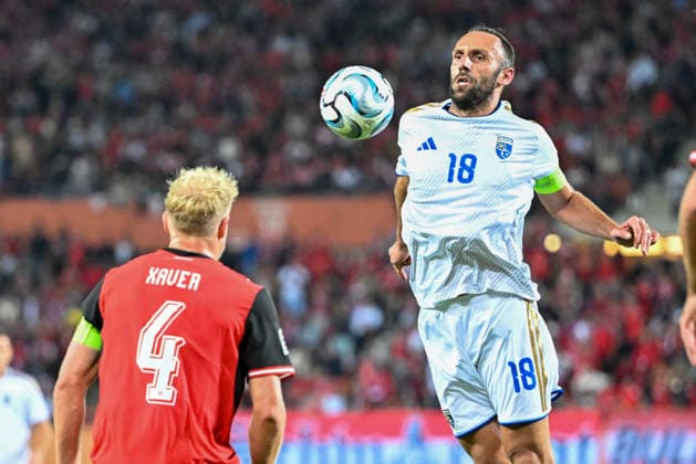 SOCCER - NL, AUT vs KOS VIENNA,AUSTRIA,27.SEP.26 - SOCCER - UEFA Nations League, OEFB international match, Länderspiel, Nationalmannschaft Austria vs Kosovo. Image shows Vedat Muriqi (KOS).  GEPAxpictures xAvnixRetkoceri