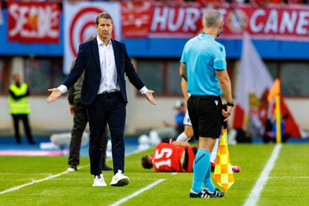 VIENNA, AUSTRIA - 27 SEPTEMBER 2026: Image shows the disappointment of Head Coach Foda Franco (Kosovo) during UEFA Nations League 2026 27 League B, Group B3, Matchday 2: Austria vs Kosovo at Ernst-Happel-Stadion on 27 09 2026 in Vienna, Austria. Austria Copyright: xFröhlichxPascalx