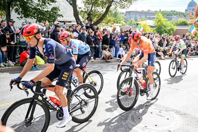 Belgian Thibau Nys is pictured in action during the elite men Road Race race (273,7 km) at the cycling World Championship, WM, Weltmeisterschaft in Montreal, Canada, Sunday 27 September 2026. The UCI road world championships are taking place from 20 to 27 September, in Montreal, Canada. JASPERxJACOBS  x187998548x