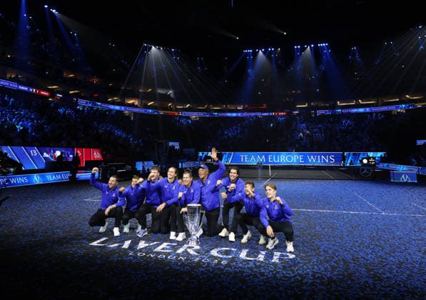 2026 Laver Cup, day three, O2 Arena, London,27 09 2026 Team Europe celebrate with the Laver Cup Trophy following their 13-5 victory over Team World in the 2026 Laver Cup at the O2 Arena, London London O2 Arena London GBR, UK NEWSPAPERS OUT Copyright: xMarkxGreenwoodx