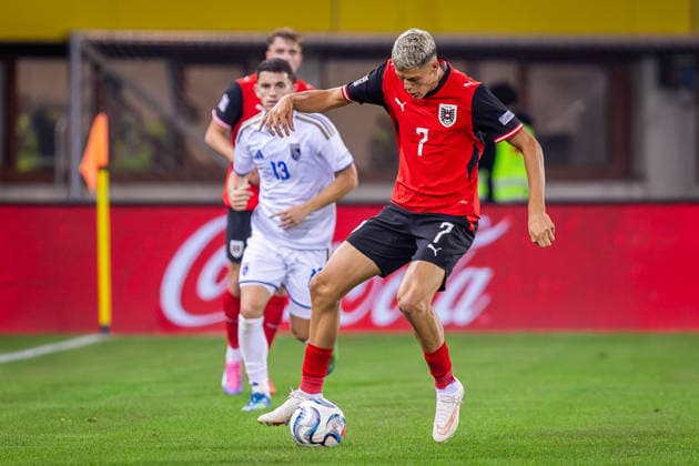 AUSTRIA - KOSOVO Vasilije Markovic of Austria and Austria Wien during UEFA Nations League - League B - Group B3 - Matchday 2 - football match between Austria and Kosovo. Ernst Happel Stadion, Vienna, Austria, September 27, 2026. Photo by Branislav Racko Copyright: xx 080A3416