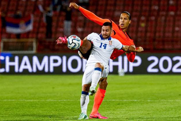 BELGRADE - Andrija Zivkovic of Serbia battles for possession with Virgil van Dijk of the Netherlands during the UEFA Nations League match between Serbia and the Netherlands at the Rajko Mitic Stadium on 27 September 2026 in Belgrade, Serbia. MARCEL TER BALS ANP UEFA Nations League 2026 27 xVIxANPxSportx xMarcelxterxBalsxIVx 570431468 originalFilename: 570431468.jpg