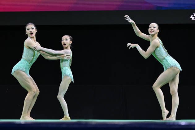 IPA89041417 - CHEN Yutong, LI Jiaxin, and LI Xiaozhen (CHN) at the 30th World Acrobatic Gymnastics Championships in Pesaro, Italy, on September 27, 2026  Copyright: xFilippoxTomasi IPAxSportx xx IPA89041417