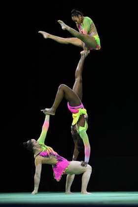 IPA89041419 - CUNNINGHAM, Aubrie; DJOUMGOUE, Carmelle; WILLIAMS, Juli (USA) during the 30th World Acrobatic Gymnastics Championships in Pesaro, Italy, on September 27, 2026  Copyright: xFilippoxTomasi IPAxSportx xx IPA89041419