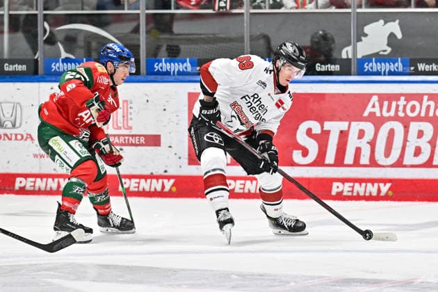 Penny DEL: Augsburger Panther vs. Kölner Haie, September 27, 2026, AUGSBURG, GERMANY September 27: Kyle MAYHEW of the Augsburger Panther (No. 27) and Gregor MACLEOD of the Kölner Haie (No. 89) face off during the Penny DEL game between the Augsburger Panther and the Kölner Haie on Matchday 4 at the Curt Frenzel Stadium Copyright: xBEAUTIFULxSPORTS Goldbergx