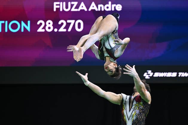IPA89041639 - Lara FERNANDES and Andre FIUZA (POR) during the 30th World Acrobatic Gymnastics Championships, held in Pesaro, Italy, on September 27, 2026  Copyright: xFilippoxTomasi IPAxSportx xx IPA89041639