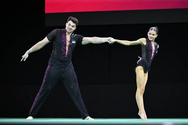 IPA89041643 - KRYVYTSKA Yevfrosyniia and LABUNETS Ivan (UKR) at the 30th World Acrobatic Gymnastics Championships, held in Pesaro, Italy, on September 27, 2026  Copyright: xFilippoxTomasi IPAxSportx xx IPA89041643