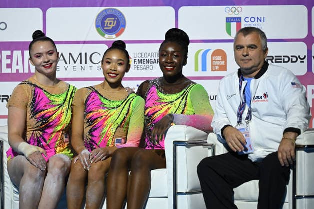 IPA89041426 - CUNNINGHAM, Aubrie; DJOUMGOUE, Carmelle; WILLIAMS, Juli (USA) at the 30th World Acrobatic Gymnastics Championships, held in Pesaro, Italy, on September 27, 2026  Copyright: xFilippoxTomasi IPAxSportx xx IPA89041426