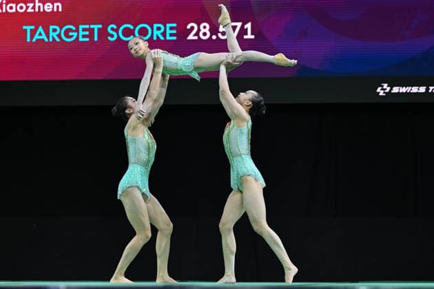 IPA89041428 - CHEN Yutong, LI Jiaxin, and LI Xiaozhen (CHN) at the 30th World Acrobatic Gymnastics Championships in Pesaro, Italy, on September 27, 2026  Copyright: xFilippoxTomasi IPAxSportx xx IPA89041428