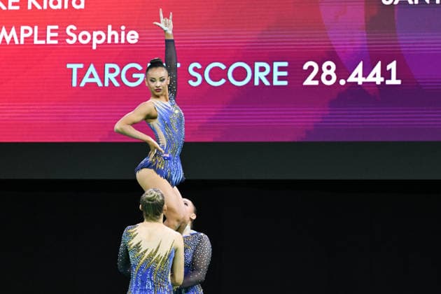 IPA89041434 - PIKE, Kiara, SANTOS, Kyla, TEMPLE, Sophie (AUS) during the 30th World Acrobatic Gymnastics Championships, Gymnastics in Pesaro, Italy, September 27, 2026  Copyright: xFilippoxTomasi IPAxSportx xx IPA89041434