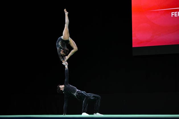 IPA89041628 - Lara Fernandes and Andre Fiuza (POR) during the 30th World Acrobatic Gymnastics Championships, held in Pesaro, Italy, on September 27, 2026  Copyright: xFilippoxTomasi IPAxSportx xx IPA89041628