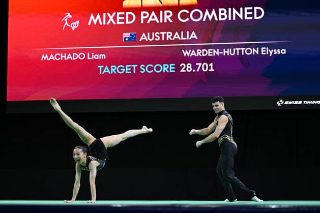 IPA89041632 - MACHADO Liam WARDEN-HUTTON Elyssa (AUS) during the 30th World Acrobatic Gymnastics Championships in Pesaro, Italy, on September 27, 2026  Copyright: xFilippoxTomasi IPAxSportx xx IPA89041632