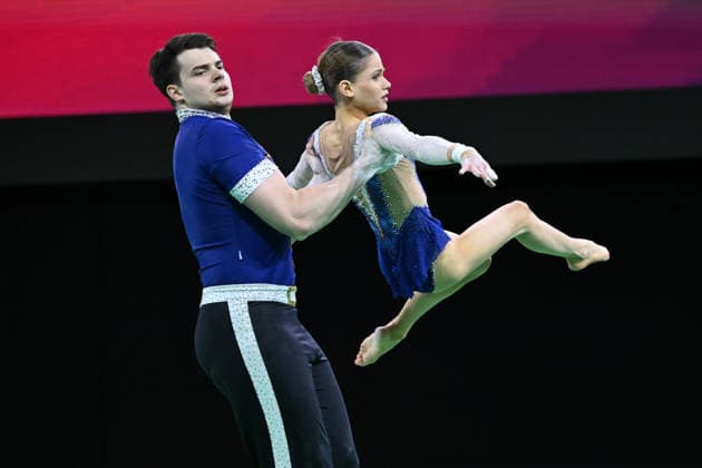 IPA89041638 - Yevfrosyniia UKRKRYVYTSKA and Ivan LABUNETS (UKR) at the 30th World Acrobatic Gymnastics Championships, held in Pesaro, Italy, on September 27, 2026  Copyright: xFilippoxTomasi IPAxSportx xx IPA89041638