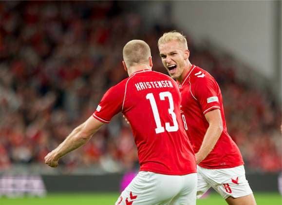RECORD DATE NOT STATED Football - UEFA Nations League - Group A4 - Denmark v Wales COPENHAGEN, DENMARK - Sunday, September 27, 2026: Denmark s Gustav Isaksen celebrates after scoring the second goal during the UEFA Nations League Group A4 Matchday 2 match between Denmark and Wales at the Parken Stadium. Denmark won 2-0. (Photo by Amanda McMaster Propaganda) COPENHAGEN Parken Stadium COPENHAGEN DENMARK  Copyright: xAmandaxMcMasterx 2026-09-27-Denmark_v_Wales-016