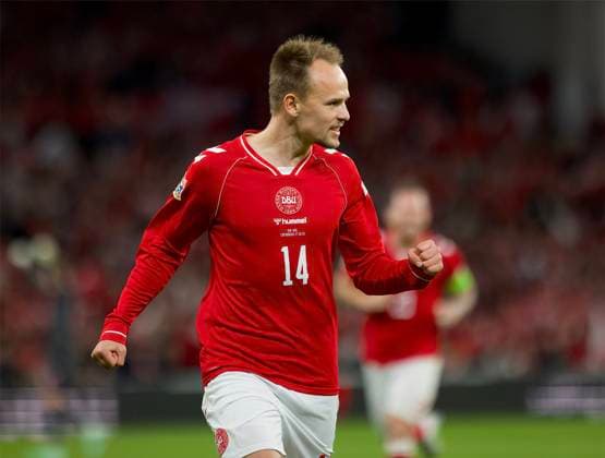 RECORD DATE NOT STATED Football - UEFA Nations League - Group A4 - Denmark v Wales COPENHAGEN, DENMARK - Sunday, September 27, 2026: Denmark s Mikkel Damsgaard celebrates after scoring the opening goal, later credited as a Ben Davies own-goal, during the UEFA Nations League Group A4 Matchday 2 match between Denmark and Wales at the Parken Stadium. Denmark won 2-0. (Photo by Amanda McMaster Propaganda) COPENHAGEN Parken Stadium COPENHAGEN DENMARK  Copyright: xAmandaxMcMasterx 2026-09-27-Denmark_v_Wales-030