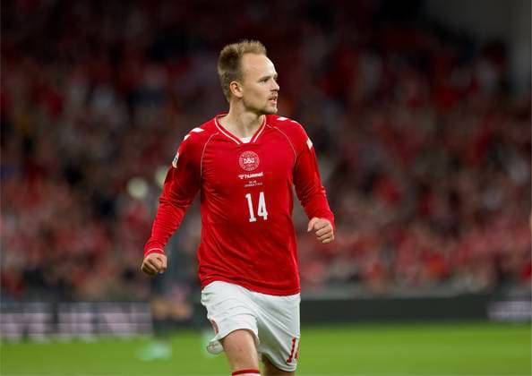 RECORD DATE NOT STATED Football - UEFA Nations League - Group A4 - Denmark v Wales COPENHAGEN, DENMARK - Sunday, September 27, 2026: Denmark s Mikkel Damsgaard celebrates after scoring the opening goal, later credited as a Ben Davies own-goal, during the UEFA Nations League Group A4 Matchday 2 match between Denmark and Wales at the Parken Stadium. Denmark won 2-0. (Photo by Amanda McMaster Propaganda) COPENHAGEN Parken Stadium COPENHAGEN DENMARK  Copyright: xAmandaxMcMasterx 2026-09-27-Denmark_v_Wales-031